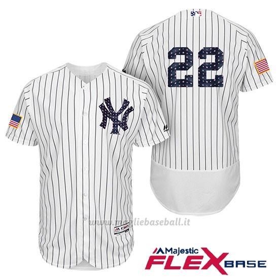Maglia Baseball Uomo New York Yankees 2017 Estrellas y Rayas Jacoby Ellsbury Bianco Flex Base